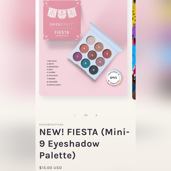 5/75$ CHICA BEAUTY Mini Fiesta Eyeshadow Palette - Picture 2 of 15